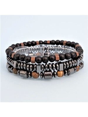Padore Accessory 3 Doğal Taş Bileklik Jasper Hematit Onix Renkli Tasarım