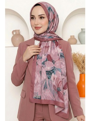 Hadiora Kadın Gül Kurusu Pembe Çiçek Desenli Soft Şal