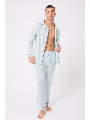 L'espadon Marısılk™ Premium Dokuma Uzun Kollu Uzun Paçalı Erkek Pijama Takımı