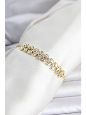 Zenvia Mey Ithalat® Pirinç Gold Renk Başak Model Su Yolu Kadın Bileklik