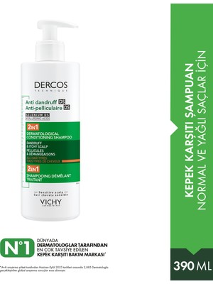 Vichy Dercos 2’si 1 Arada 390ML Kepek Karşıtı & Nemlendirici Şampuan Erkekler İçin Özel Formül