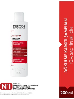 Vichy Dercos Energy+ Dökülme Karşıtı Şampuan - Tüm Saç Tipleri İçin 200 ml