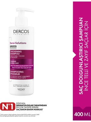 Vichy Dercos Densi-Solutions Güçlendirici Şampuan 400 ml İnce ve Zayıf Telli Saçlar İçin