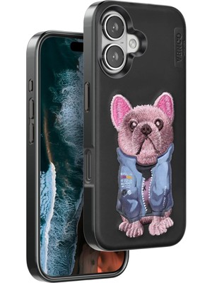 Zenvia Mey Ithalat®  iPhone 16 Cute Desenli Kapak - Siyah