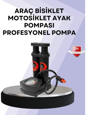 Twin Store Basınç Saatli Ayak Pompası Bisiklet ve Araç Uyumlu