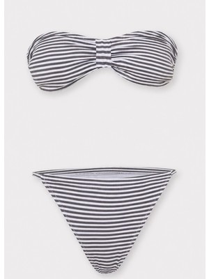 Brandhills KAHVERENGİ ÇİZGİLİ Stripe Straplez Bikini