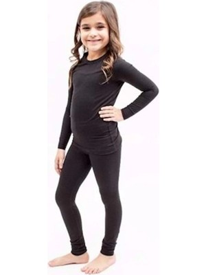 Tutku Termal İçlik Takım Kız Çocuk Siyah Esnek Polyester Malzemeden Rahat Kullanım
