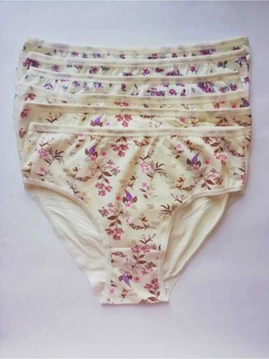 Kota Kadın Ekru Desenli Pamuk 6 Adet Külot Bikini