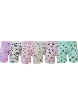 Kota Kız Çocuk Pamuklu Likralı Baskılı Kız Çocuk Boxer 6lı Paket