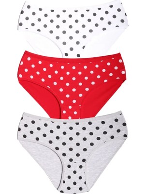 Dondeza Lüx Ara Bato Kadın Bikini 3lü Paket Kırmızı-Gri-Beyaz