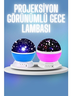 MertUS Renkli Yıldızlı Gökyüzü Projeksiyon Gece Lambası Pilli ve USB Kablolu - DUP6495-9878