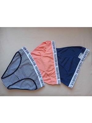 Tutku 3'lü Paket Çok Renkli Fashion Girl Desenli Bikini Kadın Slip Külot