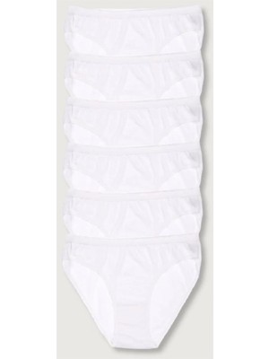 N&G Fashion Kadın Beyaz 6'lı Paket Ribana Bato Külot