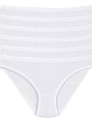 Yıldız Çamaşır Kadın Beyaz 6'lı Paket %100 Pamuk Bikini Külot