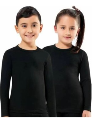 Kota Unisex Çocuk Termal İçlik Siyah Uzunkol Modeli 11-12 Yaş Kız Çocuklar İçin