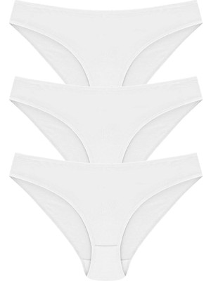 Papatya Kadın Beyaz Pamuk Bikini Model Külot 3'lü