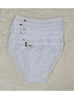 Tutku 6'lı Paket Beyaz Paça Dantelli Işık Bikini Külot