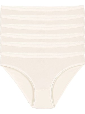 Yıldız Çamaşır Kadın Ekru 6'lı Paket Likralı Iz Yapmaz Bikini Külot