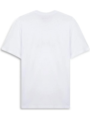 LTB Logo Baskılı Beyaz T-Shirt Erkek Truvakar Kol Günlük Stil Pamuk Malzemeden