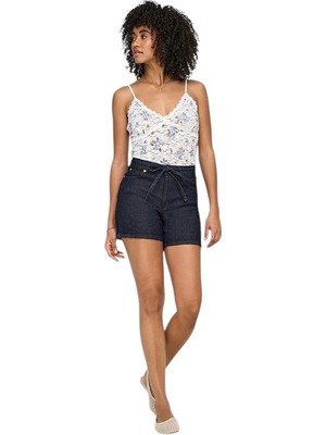 Only Onlgıanna Mw Belted Shorts Azg Dnm Noos Kadın Mavi Şort - 15340706