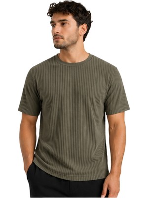 Fitilli Ottoman Kumaş Erkek Tişört 26047