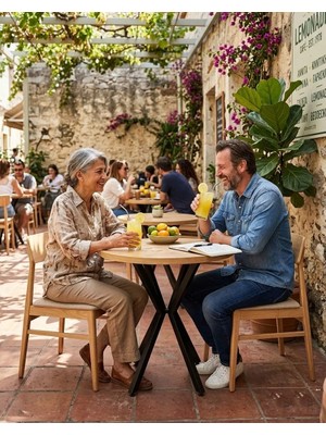 HOLLKA Mutfak Cafe Balkon Bahçe Restoran Yemek Masası 70X70 Metal Ayak Kalınlaştırmalı