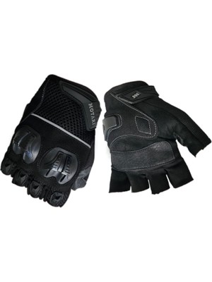 Motari SHORT 05 CE EN 13594 1 KP Sertifikalı Yarım Parmak Motosiklet Eldiveni