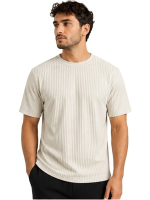 Fitilli Ottoman Kumaş Erkek Tişört 26047