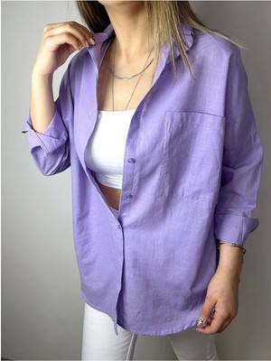Durmaz Kadın Oversize Keten Gömlek Yazlık Gömlek