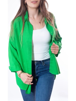 Larisa Collection Keten Oversize Ince Yazlık Oversize Gömlek