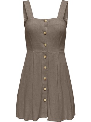 Only ShopINN Onlsıesta Lınen Bl Short Strap Dress Pnt Kadın Gri Elbise - 15370390