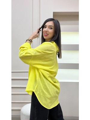 Zulu Kadın Oversize Keten Gömlek Yeni Sezon Yazlık Gömlek