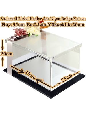 mixefor Özel Pleksi Söz Nişan Bohça Kutusu Siyah 35cm X 25cm X 20cm Çok Amaçlı Kullanım
