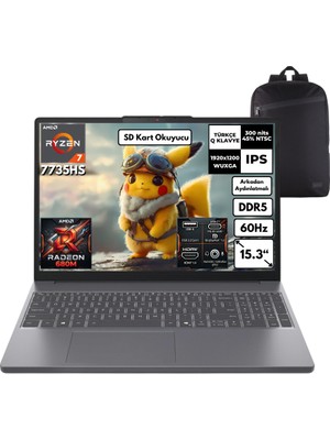 Lenovo Ideapad Slim 3 Ryzen 7-7735HS 16-Gbddr5 512 Gbssd 15.3" Wuxga Windows 11 Pro + Hmf Sırt Çantası 83K70098TRHMF22