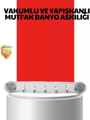 MertUS Vakumlu ve Yapışkanlı Mutfak Banyo Askılığı 5 Bölmeli Pratik Düzenleyici - DUP3696-6267