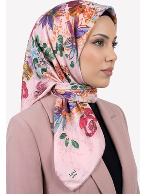 Hadiora Kadın Açık Pembe Çiçek Desenli Kristal Eşarp