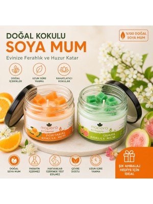 Kasımoğulları Concept Doğal Soya Mum El Yapımı Kokulu Mum – Uzun Süre Yanan, Dekoratif Cam Kavanoz Mum (Çilek, Lavanta, Portakal, Guava Seçenekli)