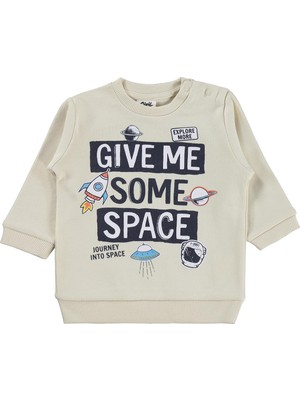 Civil Baby Give Me Yazı Baskılı 6-18 Ay Sweatshirt - Fil Dişi