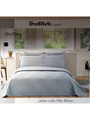 Özdilek Rf -Gri- Jakar Lux Km (Z) Çift Kişilik Pike Takımı (4 Yastık Kılıflı)