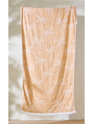 Ege Cotton %100 Pamuk Palm Desenli Peştemal Hardal 90 x 160 cm