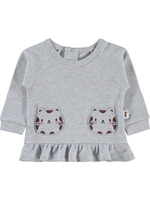 Civil Baby Kedi Baskılı 6-18 Ay Sweatshirt - Gri