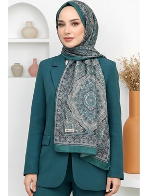 Hadiora Kadın Mint Mandala Desenli Organik Pamuk Soft Şal