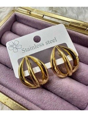 Çelik Gold Renk Küpe