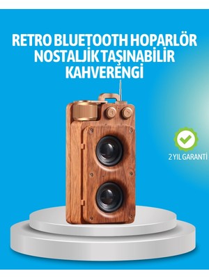 Genel Tedarik Retro Bluetooth Hoparlör Ahşap Görünümlü 5W Çift Stereo Ses