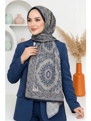 Hadiora Kadın Mint Mavi Mandala Desenli Organik Pamuk Soft Şal