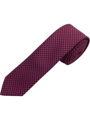 Brianze 5 cm Lacivert Kırmızı Desenli Slim Kravat