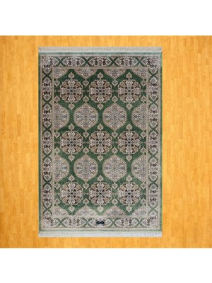 Mevlana Bazaar Yeşil Madalyon Desenli 200 x 300 Ipek Halı