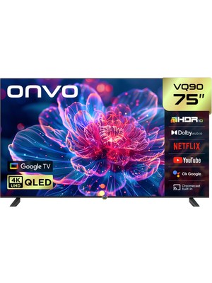 Onvo 75VQ90F2UA 75'' 190 Ekran Uydu Alıcılı 4K Ultra HD Google Smart QLED TV