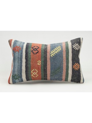 Kilim Wholesale El Yapımı Eski Kilimden Yapılmış Vintage Kırlent Kılıfı, Yün, 30X50 cm