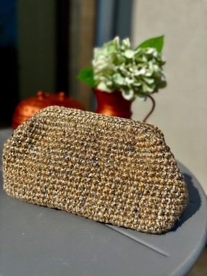 Sepetciliz Hasır Çanta, Gizli Burslu Hasır Çanta, Simli Hasırçanta ,hasır Clutch